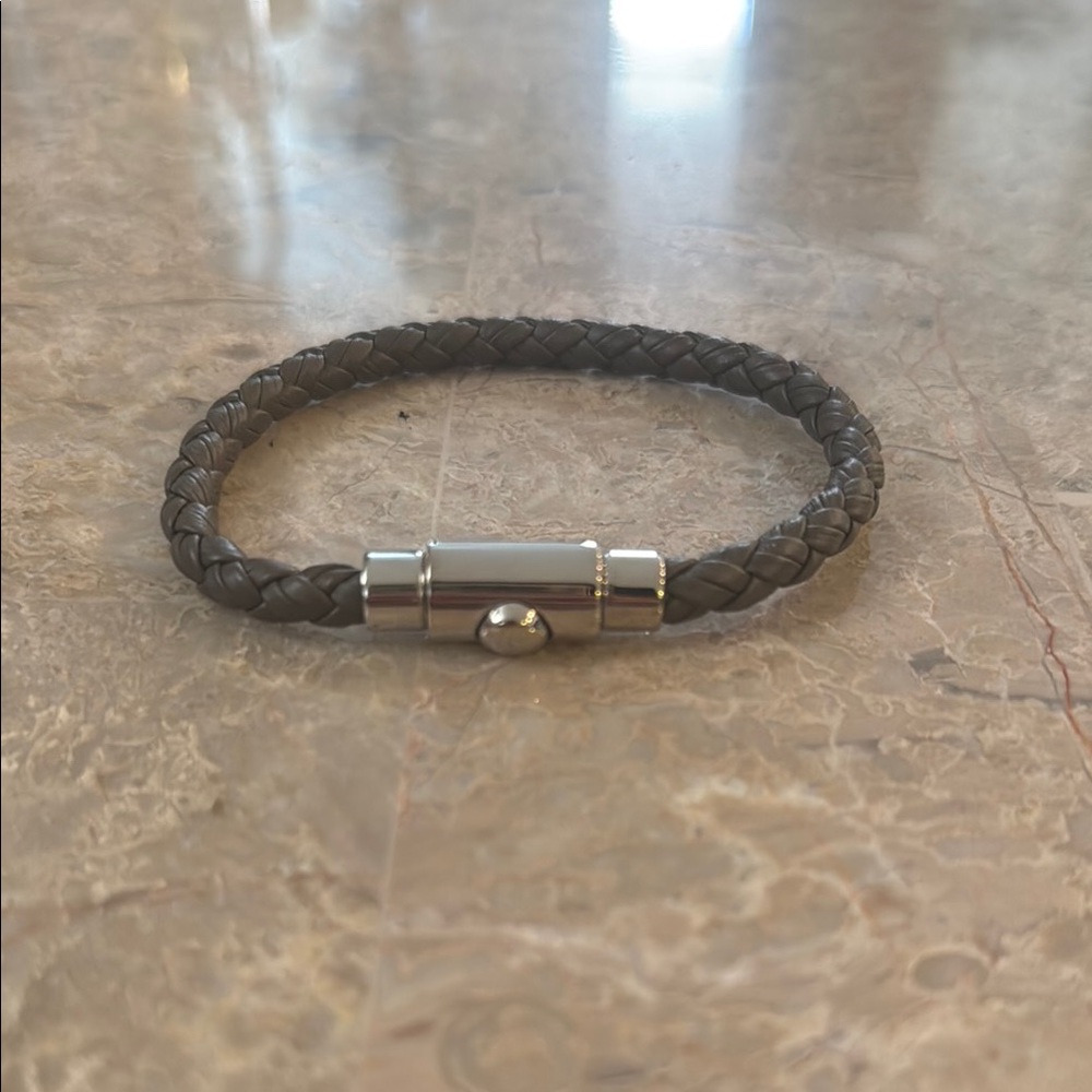 Salvatore Feragamo Braided Leather Bracelet with Silver Clasp